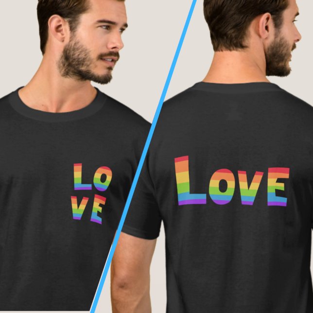 T-shirt LGBTQ LOVE dans les couleurs arc-en-ciel avant et  (Créateur téléchargé)