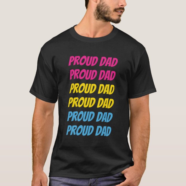 T-shirt LGBTQ Pansexual Fierté Papa Fier Texte répété (Devant)