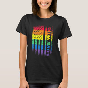 T-shirt Lgbtq Pride Gay Equality Rainbow American Flag Lov