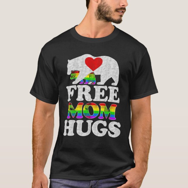 T-shirt LGBTQ Pride Mama Bear Free Mom Hugs Pride T Shirt (Devant)