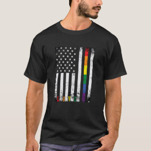 T-shirt LGBTQ Pride Mois US American Rainbow Flag Amour