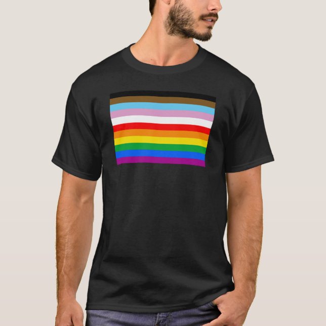 T-shirt LGBTQ+ Progrès des bandes d'indicateur (Devant)