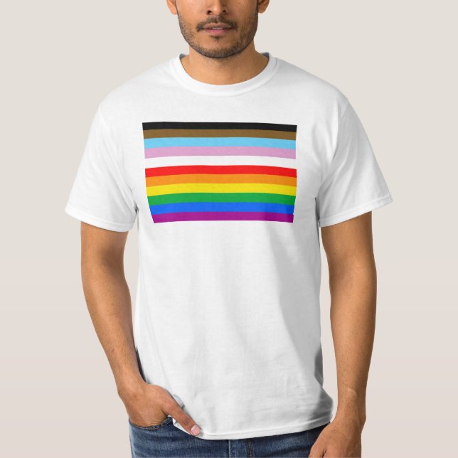 T-shirt LGBTQ+ Progrès des bandes d'indicateur (Devant)