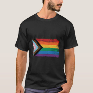 T-shirt Lgbtq Progrès Fierté Indicateur Style de peinture 