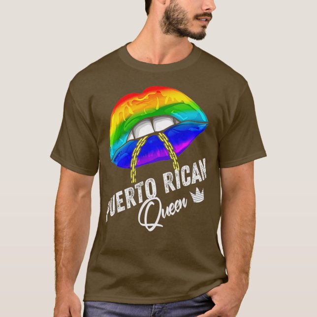 T-shirt LGBTQ Puerto Rican Queen Lips Chain Gay Puerto (Devant)