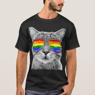T-shirt LGBTQ Purride Ally Gay Pride Rainbow Flag Cat Kitt