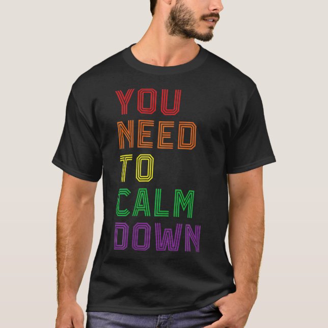 T-shirt LGBTQ Rainbow Equality You Need To Calm Down Gay P (Devant)