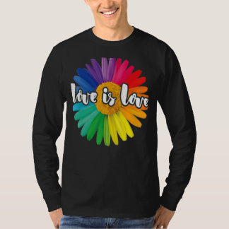 T-shirt Lgbtq Rainbow Fleur de tournesol Gay pride égalité