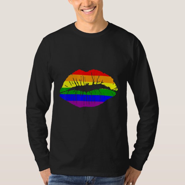 T-shirt LGBTQ Rainbow Lip Gay Pride 1 (Devant)