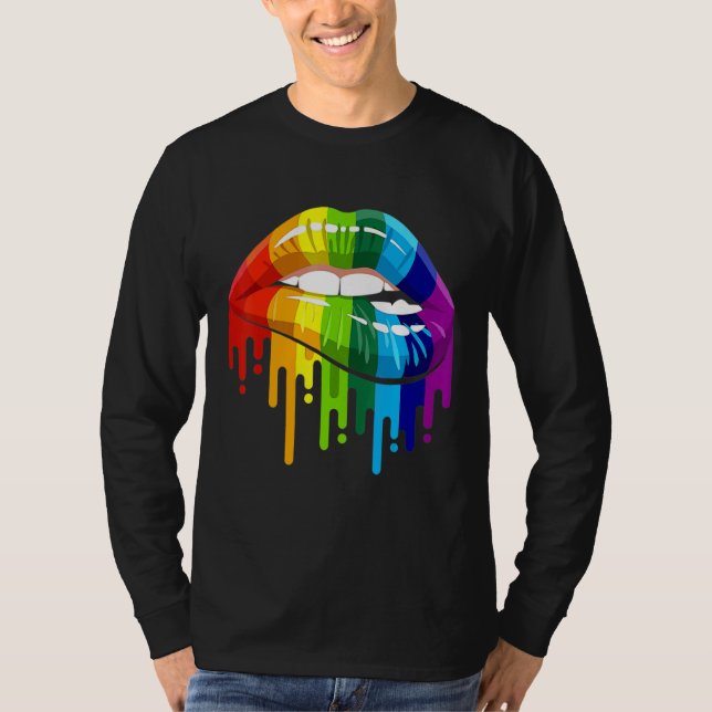 T-shirt LGBTQ Rainbow Lip Gay Pride 3 (Devant)