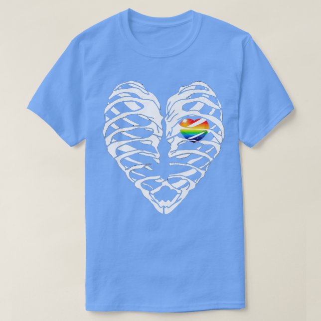 T-shirt LGBTQ Ribcage Rainbow Pride Coeur gay Lesbian Bi H (Design devant)