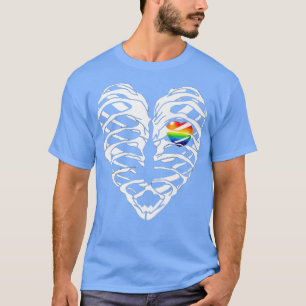 T-shirt LGBTQ Ribcage Rainbow Pride Coeur gay Lesbian Bi H