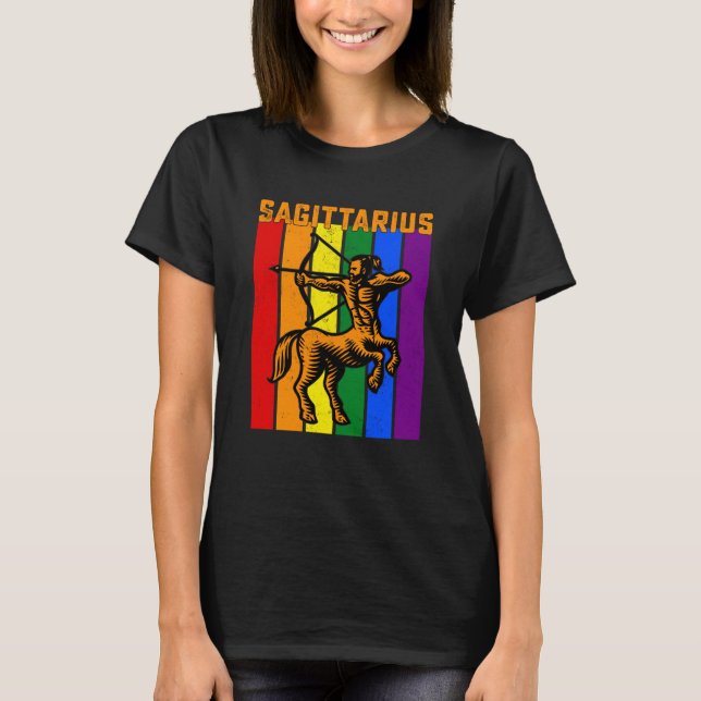 T-shirt LGBTQ Sagittarius Zodiac Sign Vintage Astrology (Devant)