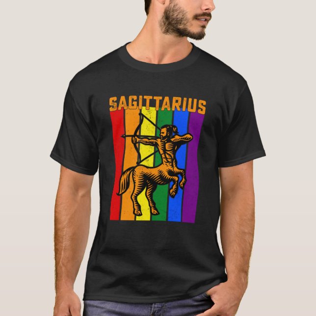 T-shirt LGBTQ Sagittarius Zodiac Sign Vintage Astrology (Devant)