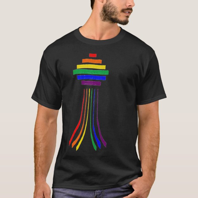 T-shirt LGBTQ Seattle Pride Rainbow Premium (Devant)