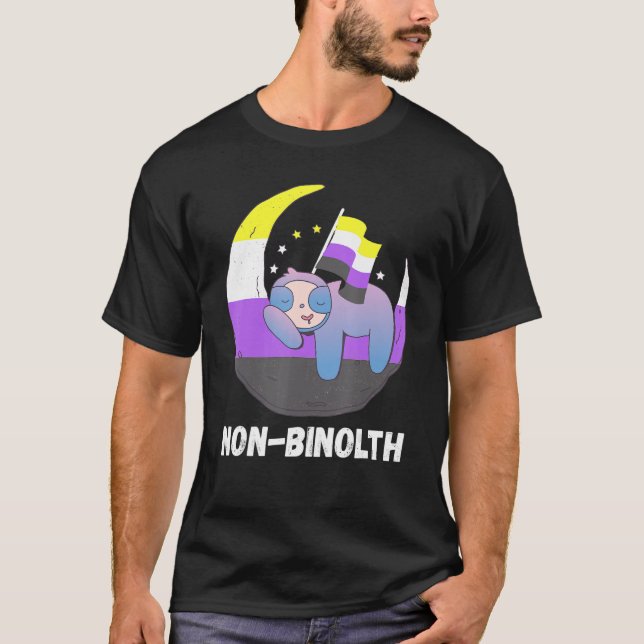 T-shirt Lgbtq Sloth Moon Indicateur Non binaire Pride Non  (Devant)