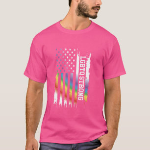 T-shirt Lgbtq Strong United States Distressed Rainbow w US
