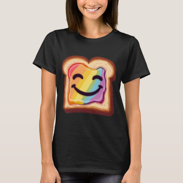 T-shirt LGBTQ tranche souriante de toast surmontée d'un r  (Devant)