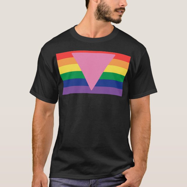 T-shirt LGBTQ+ Triangle rose sur drapeau de fierté (Devant)