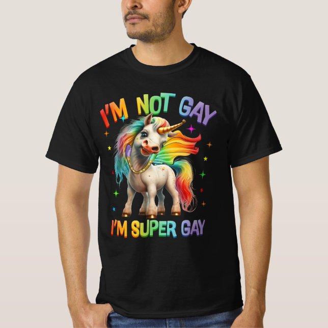 T-shirt LGBTQ Unicorn Super Gay pride LGBT Ally Rainbow Fl (Devant)