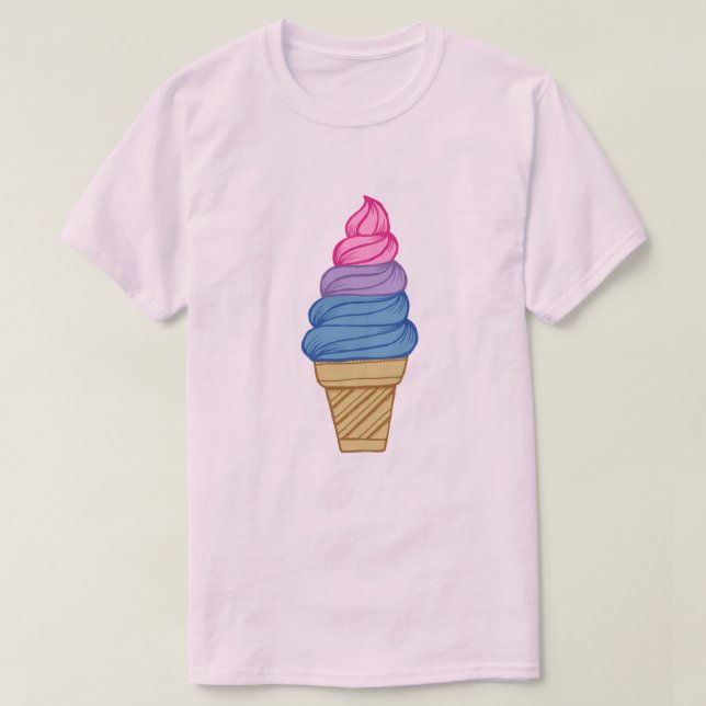 T-shirt LGBTQIA+ Bisexual Pride Soft Sert Ice Cream Cone (Design devant)