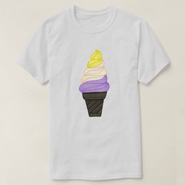 T-shirt LGBTQIA+ Pride non binaire Soft Sert Ice Cream Con (Design devant)