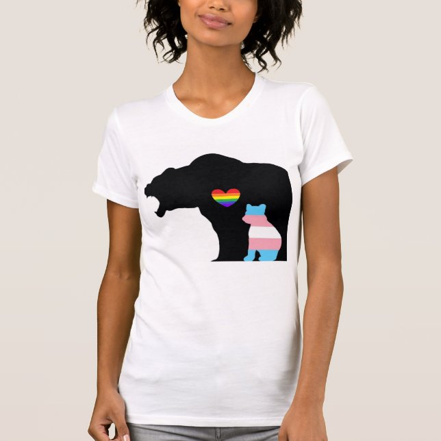 T-shirt LGBTQUIA+ Ours protégeant l'ours de transport (Devant)