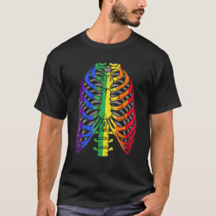 T-shirt Lgtb Halloween Gay Drapeau Ribcage Squelette Pride