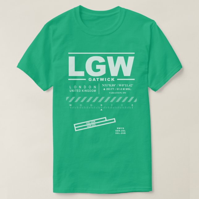 T-shirt LGW à l'aéroport de Gatwick de Londres (Design devant)