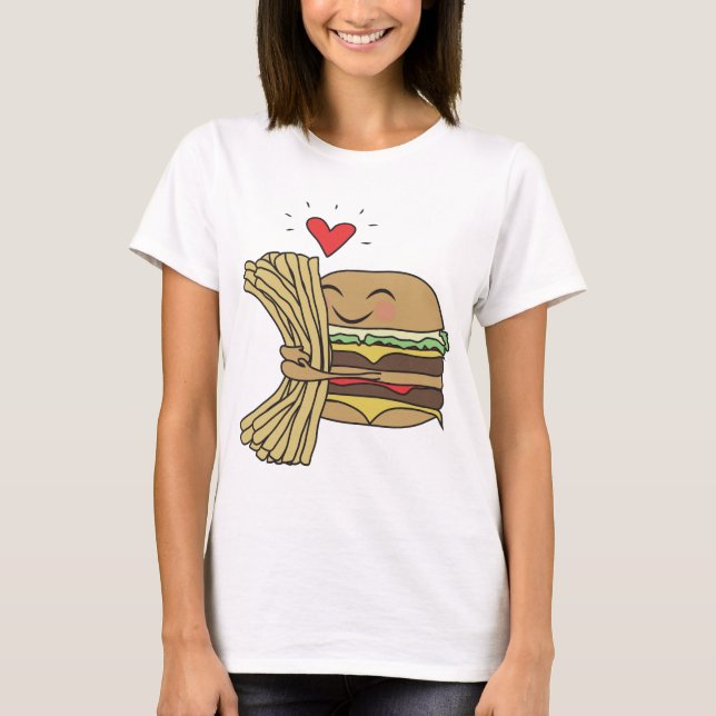 T-shirt L'hamburger aime des fritures (Devant)
