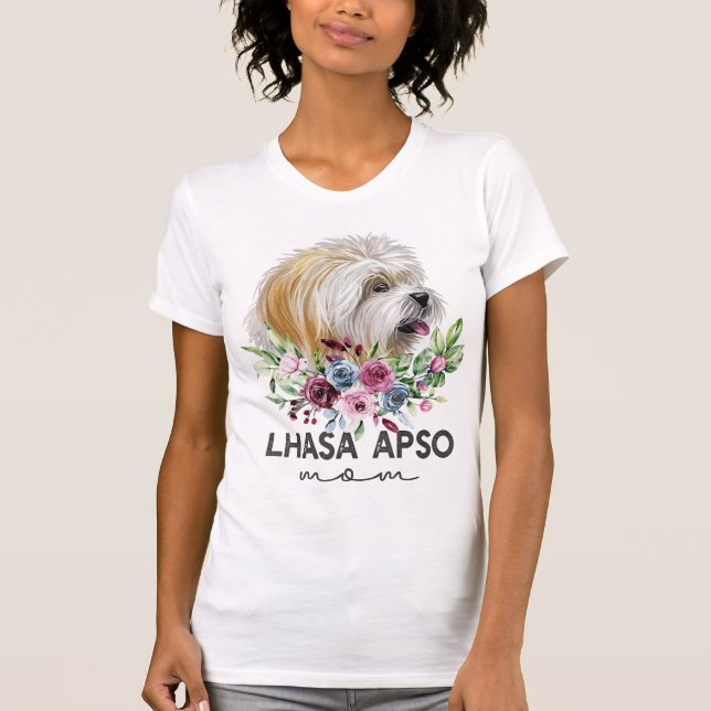 T-shirt Lhasa Apso Chemise Cadeaux Chien Maman (Devant)