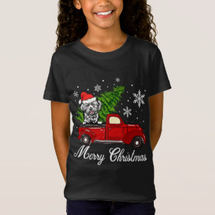 T-Shirt Lhasa Apso Chien À cheval Camion Rouge Joyeux Noël