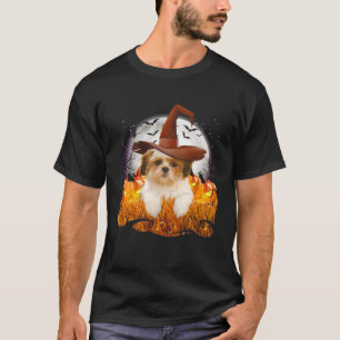 T-shirt Lhasa apso Halloween Mignonne chien sorcière sur H
