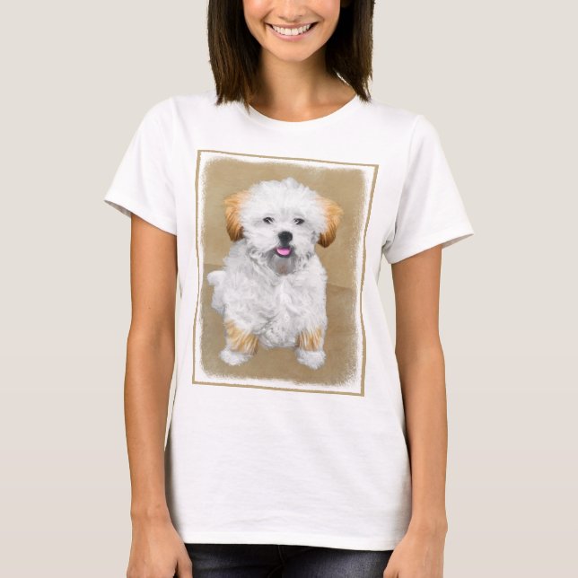 T-shirt Lhasa Apso Puppy Peinture - Cute Original Chien Ar (Devant)