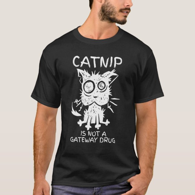 T-shirt L'herbe à chat n'est pas une drogue illicite Chat  (Devant)