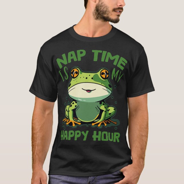 T-shirt l'heure de la sieste est mon heure heureuse grenou (Devant)