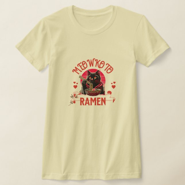 T-shirt L'heure des Ramen, Miaou ! – Joli chat noir (Poser)