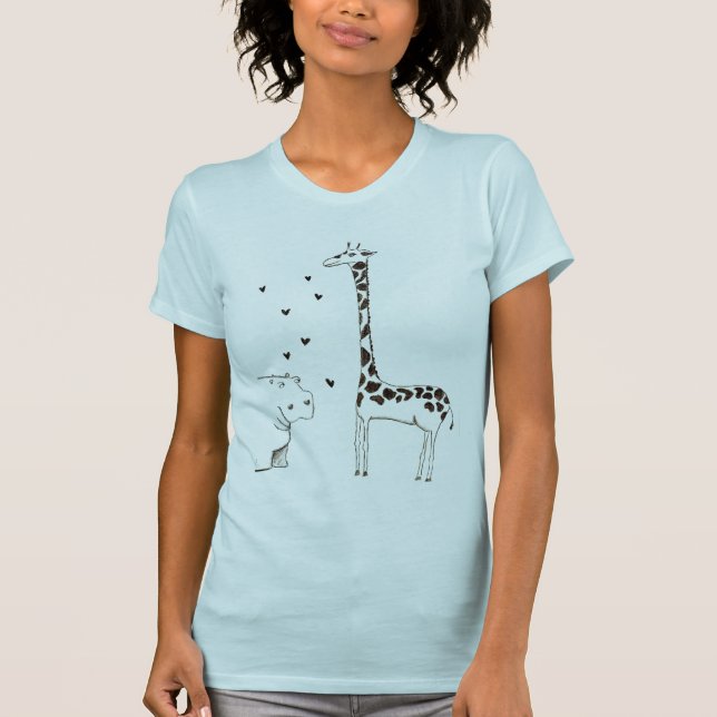 T-shirt L'hippopotame aime la girafe (Devant)