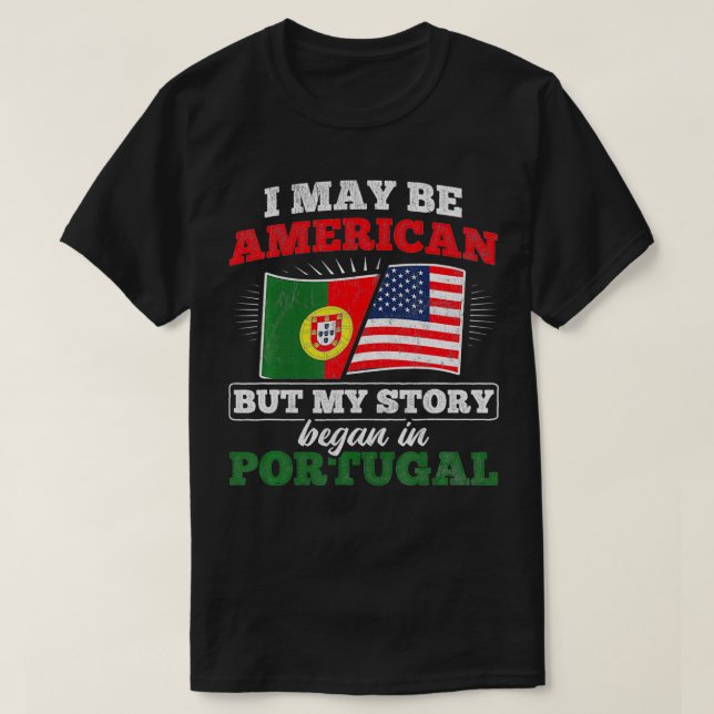 T-shirt L'histoire américaine commence au Portugal portuga (Design devant)