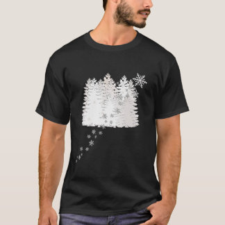 T-shirt L'hiver Design neige Pine Trees et Snowflakes