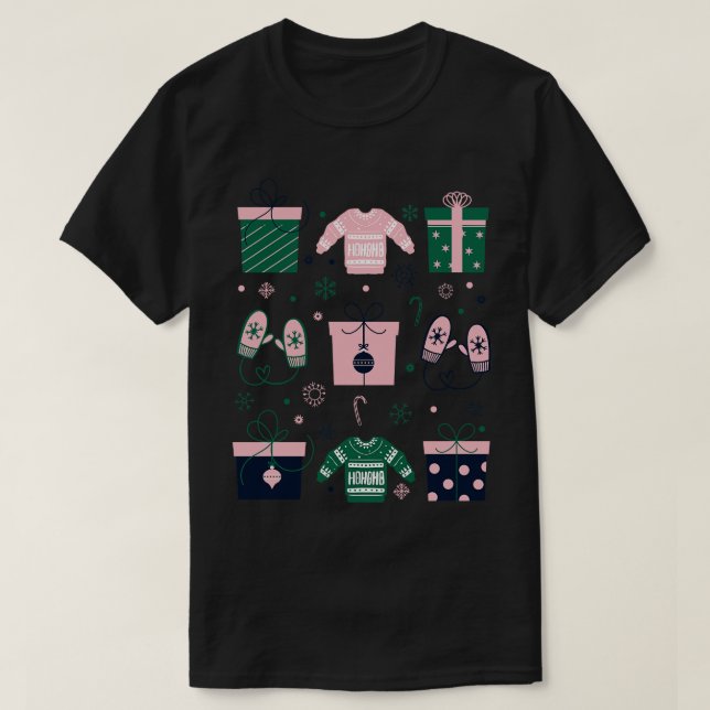 T-shirt L'hiver présente des pulls et des mitaines (Design devant)