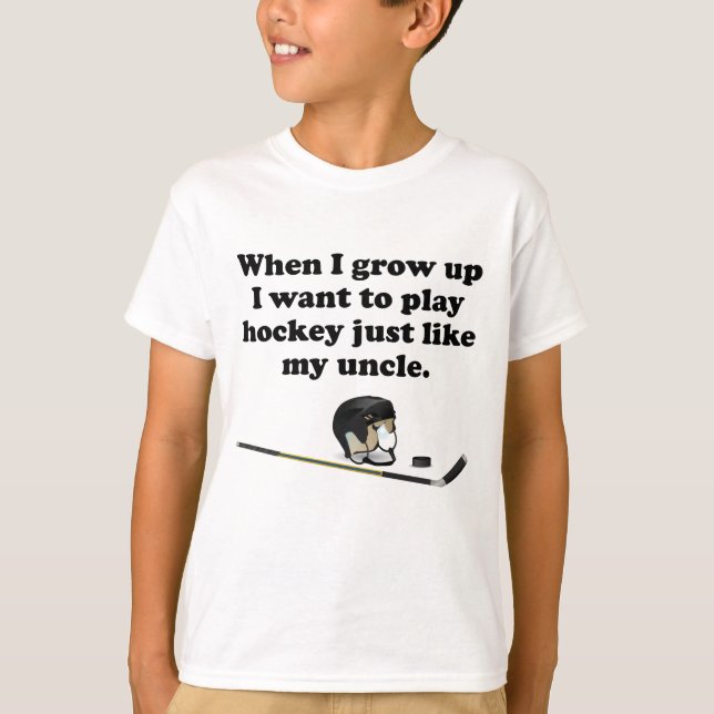 T-shirt L'hockey de jeu aiment mon oncle (Devant)