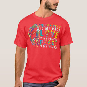 T-shirt L'humanité est ma race signe de paix Tie Dye Hippy