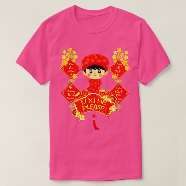 T-shirt Li Xi Me S'Il Vous Plaît Vietnamien Red Cute Ao Da (Design devant)