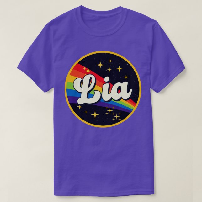 T-shirt Lia Rainbow Dans L'Espace Style Vintage (Design devant)