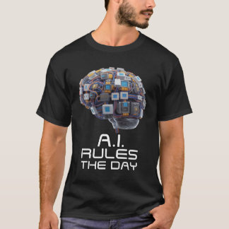 T-shirt L'IA règne en maître : Image de cerveau électroniq