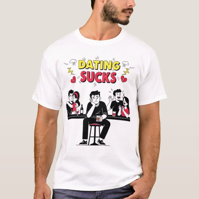 T-shirt Liable "Dating Sucks" Comic Style de livre (Devant)