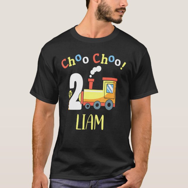 T-shirt Liam Choo Choo Deux Train 2e Anniversaire à 2 ans (Devant)