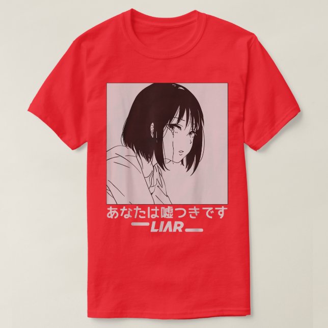 T-shirt Liar Sakura Japonais Pleurant Anime Triste Fille (Design devant)