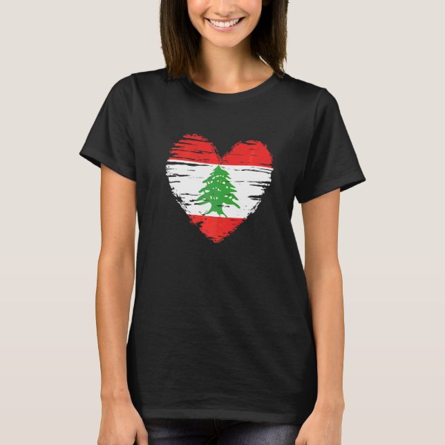 T-shirt Liban Coeur drapeau libanais Fierté libanaise (Devant)
